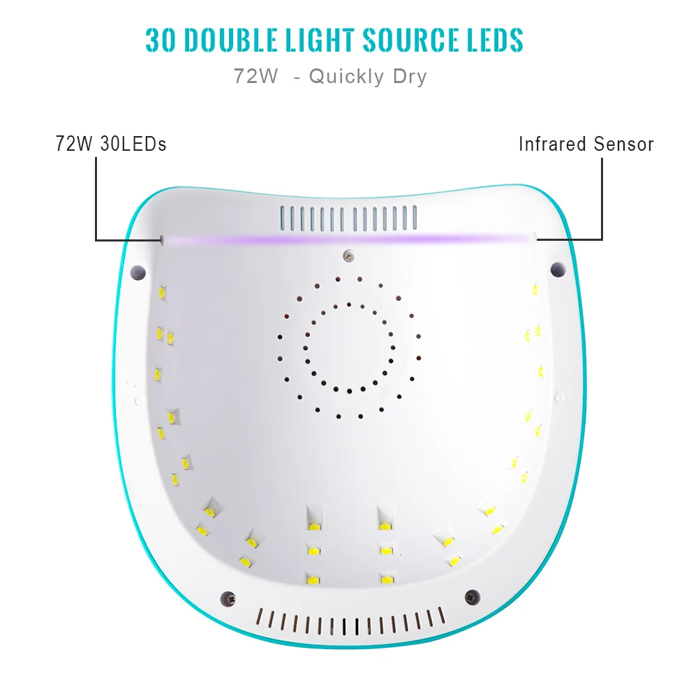 72 Вт УФ светодиодный светильник для ногтей, Сушилка для ногтей, светильник для маникюра, 72 Вт умный светодиодный дисплей для всех инструментов для маникюра, 36 светодиодный