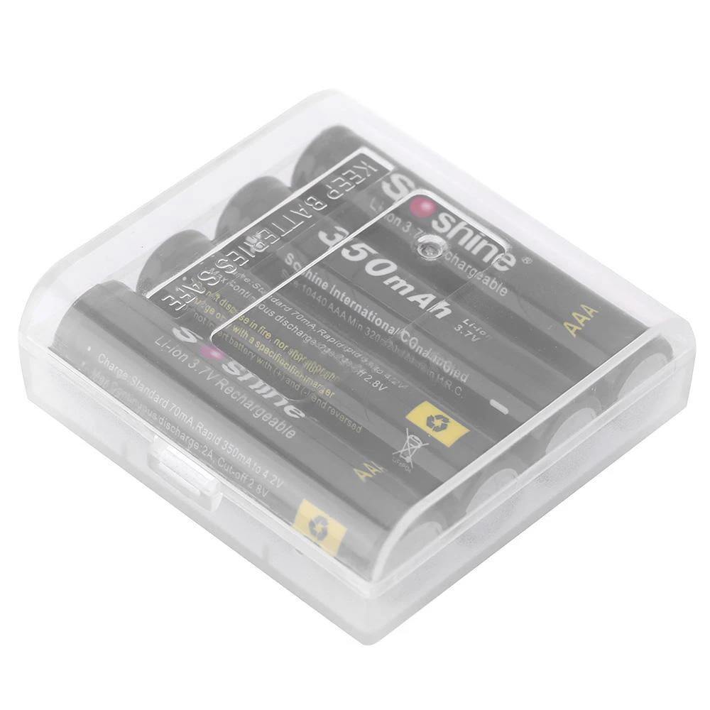 

Soshine 4pcs 3.7V AAA 10440 350mAh with Transparent box Li-ion Battery