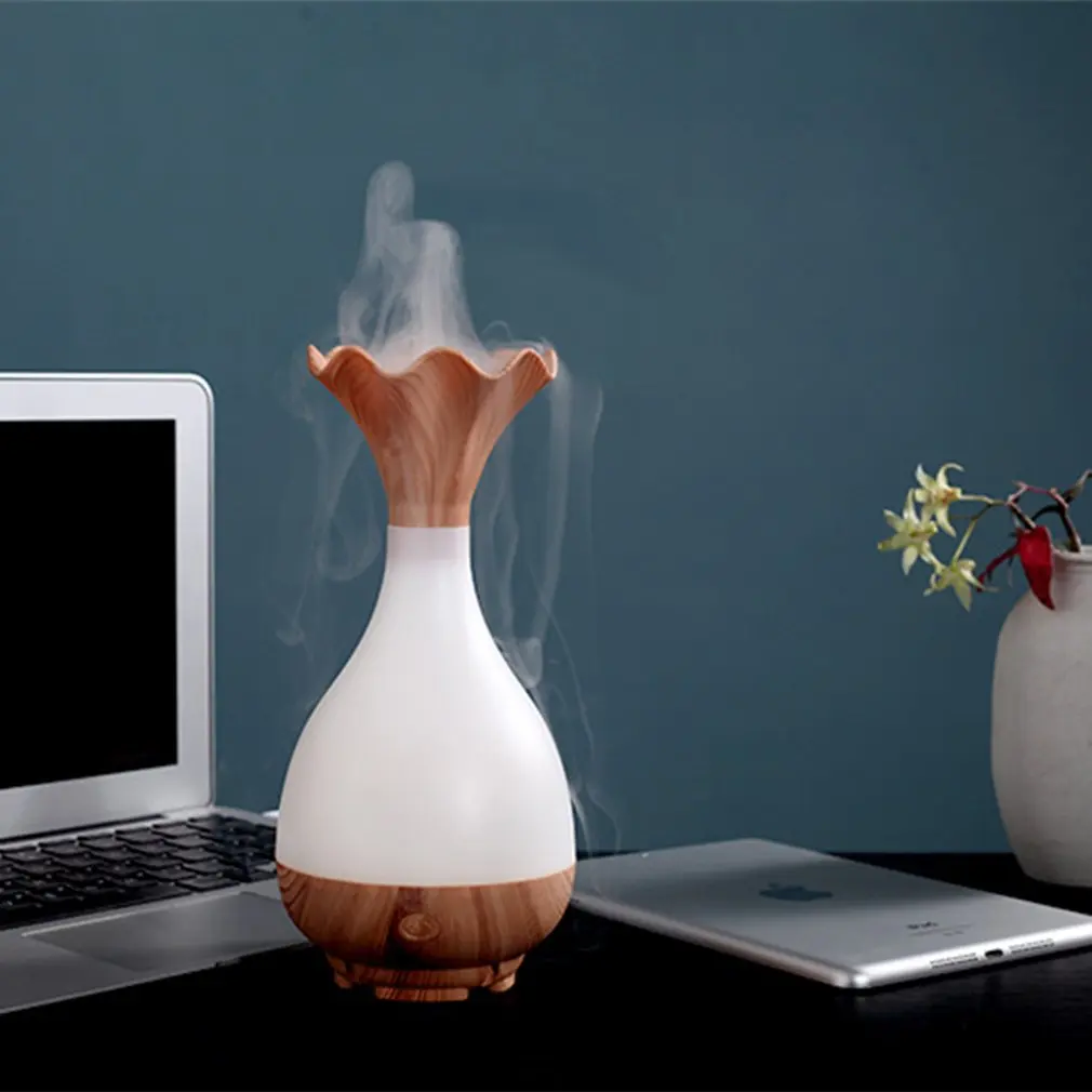 

USB Air Humidifier Purifier Ultrasonic Aromatherapy Essential Oil diffuser Aroma LED Light Purifier Wood Vase for Home Office