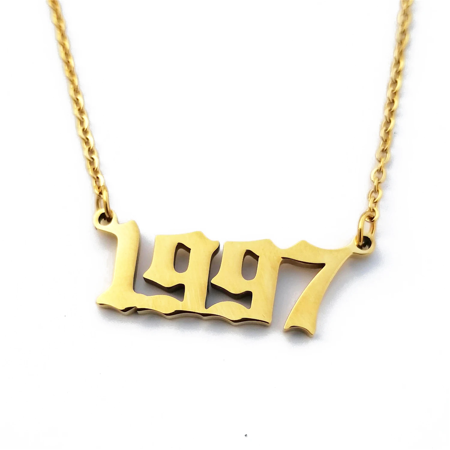 Ювелирные изделия на заказ, персонализированное ожерелье для женщин на день рождения с цифрами 1997 года, колье для женщин BFF, массивное ожерелье с подвеской, золотая цепочка