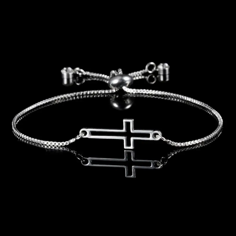 Женский браслет с цепочкой крестом серебристого цвета|Цепочки и браслеты| |