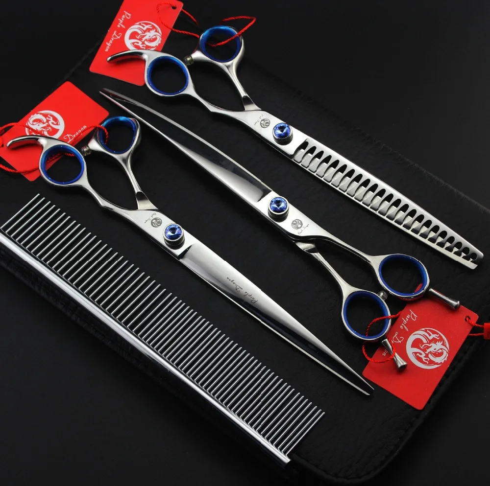 

High quality 8 INCH Professional Pet scissors sets,JP440C,61HRC,Straight & Thinning & Curved scissors sets with case 3 pcs
