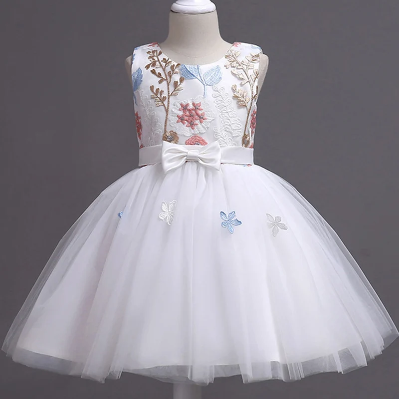 Летняя детская одежда платья для девочек Новые Вечерние платья принцессы с цветочной вышивкой Свадебные платья Tutu Детские костюмы От 3 до 12 лет