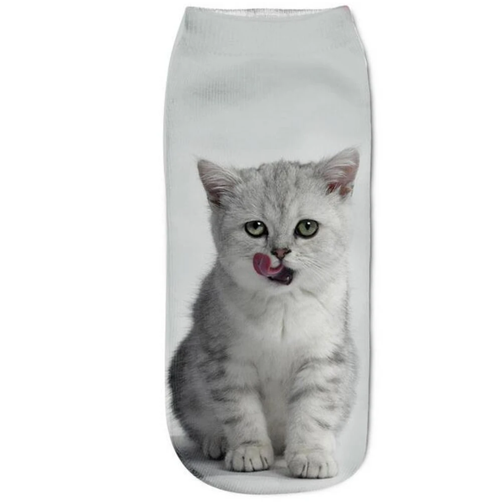 Милые носки унисекс; нескользящие эластичные носки с 3D рисунком кота для взрослых