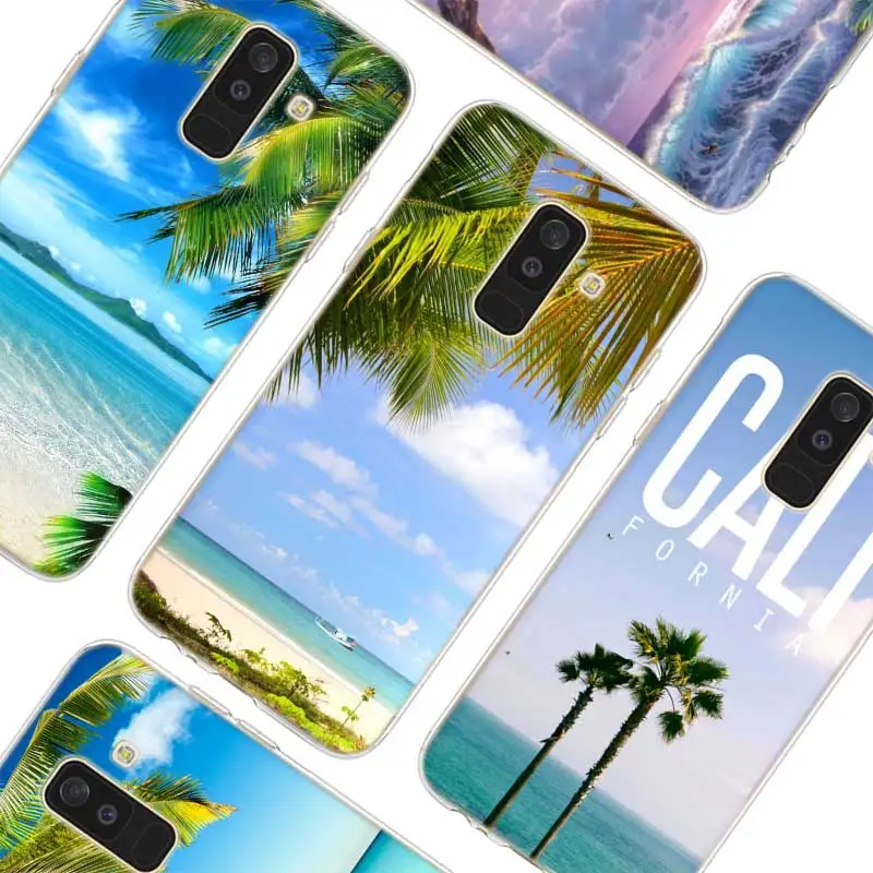 

Transparent Soft Silicone Phone Cases Aloha Palm Trees For Samsung Galaxy A6 A6+ A8 A8+ A7 A5 A3 Plus 2018 2016 2017
