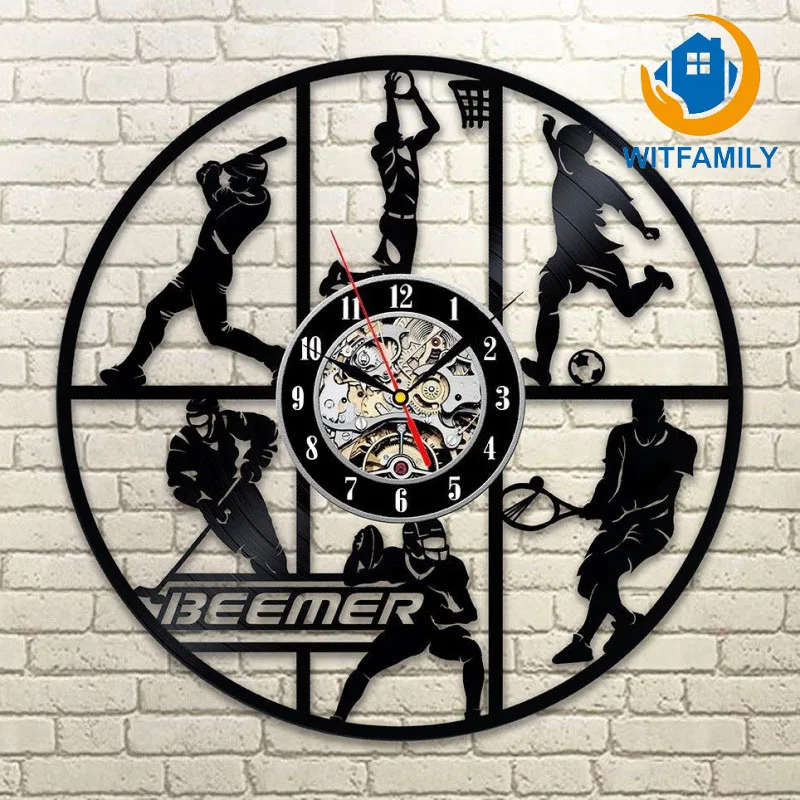 2017 New Sports Black Basketball Wall Clock Album Home Decorative