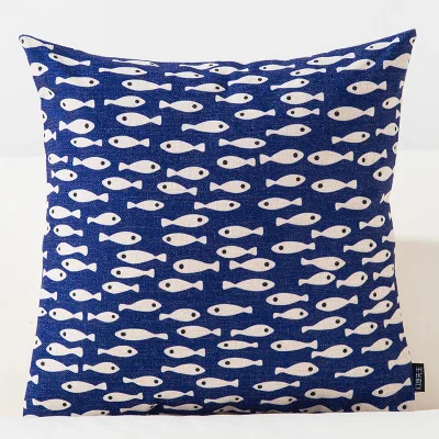 Средиземноморская синяя наволочка домашние декоративные подушки простой геометрический льняной чехол для подушки диван подушка на стул - Цвет: H