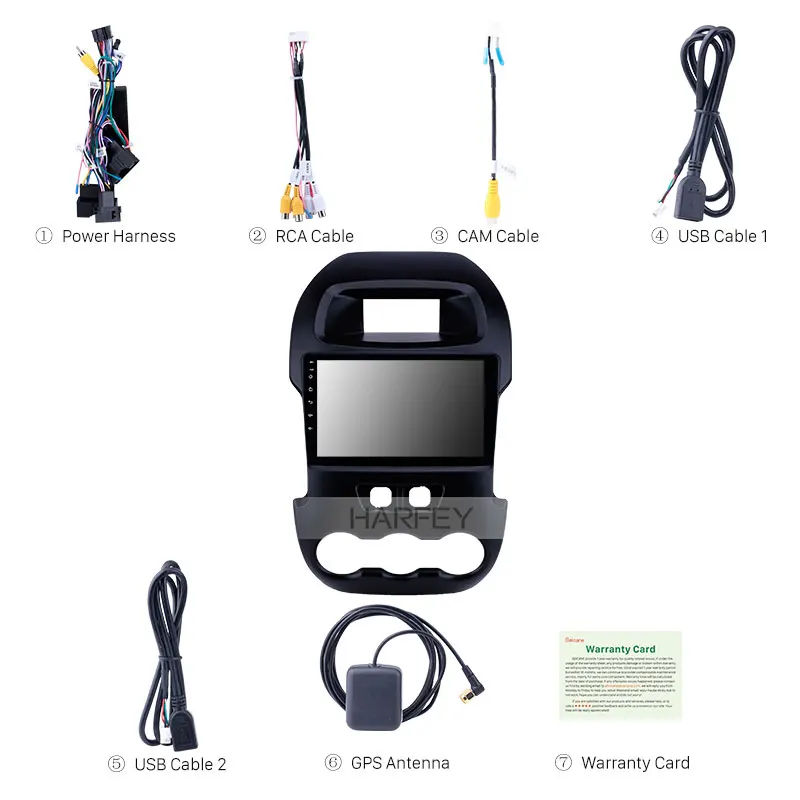 Clearance Harfey GPS Car Radio for Ford Ranger 2011-2014 9" Android 8.1 with Bluetooth HD Touchscreen support TPMS SWC Carplay Digital TV 3