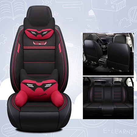 Передняя+ задняя) кожаные и льняные авточехлы для сидений Renault laguna 2 3 logan 2 megane 1 2 3 4 modus symbol TALISMAN Grandtour - Название цвета: Black Cartoon