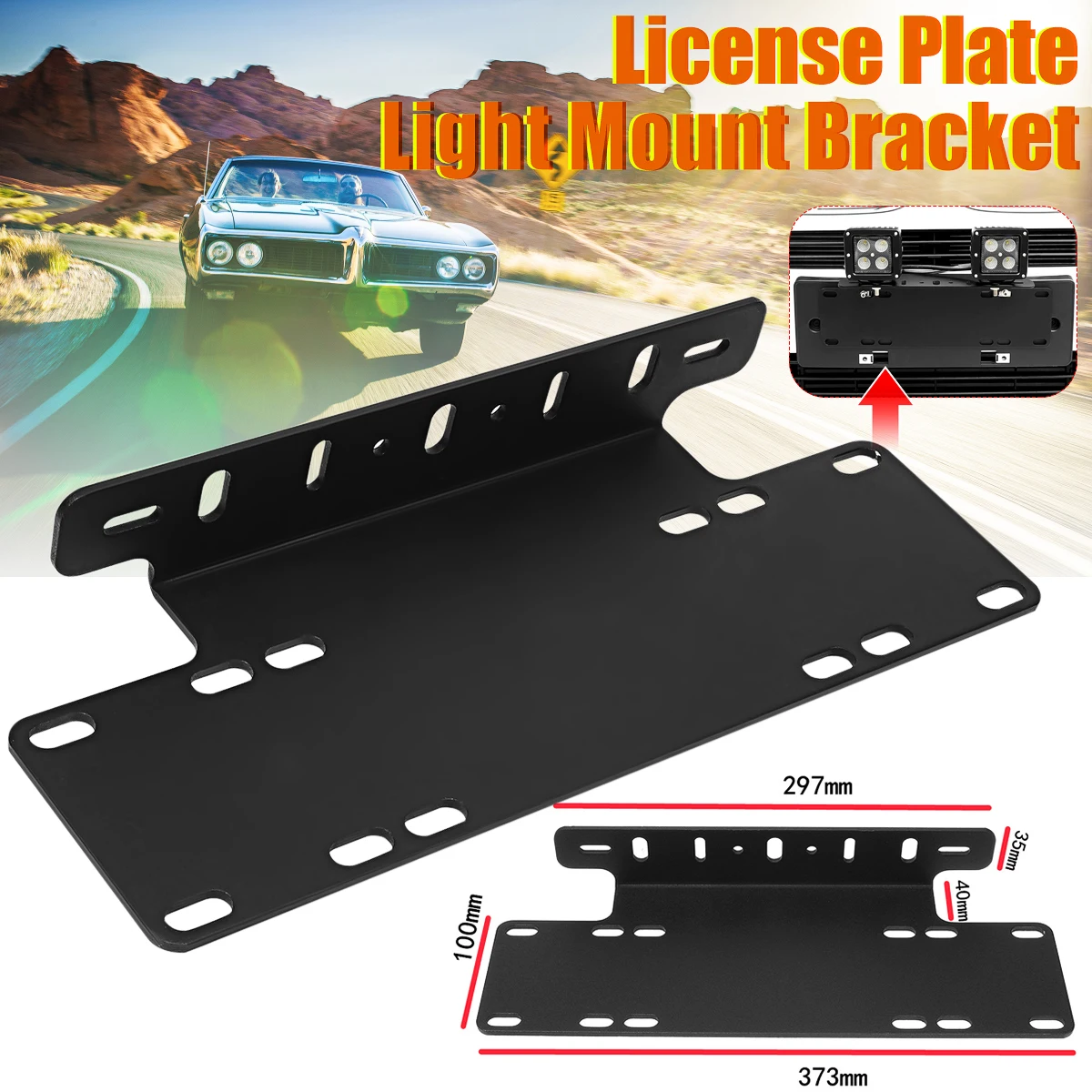 

1pc Truck Off-Road LED Lights License Plate Mount Bracket Holder For LED Light Bar, LED Work Lights Universal Base