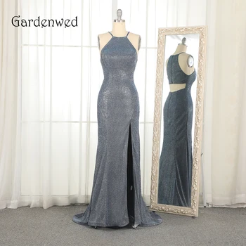 

Gardenwed Sheath Long Evening Dress Elegant Simple Halter Formal Dress Evening Gowns robe de soiree longue 2019