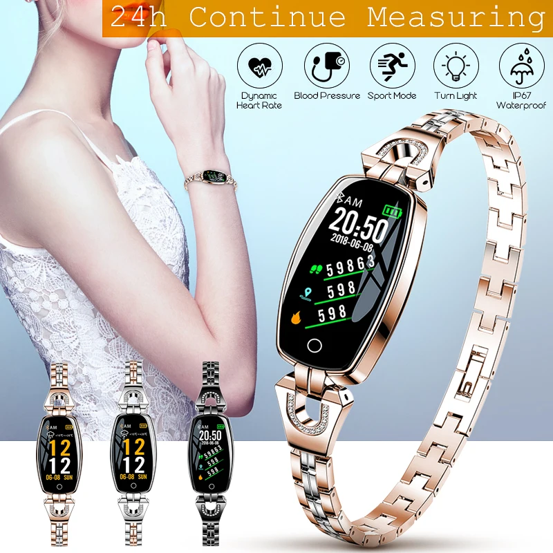 

Crystal Luxury Smart Watch Women Girl Pedometer Sport Watch Smart Bracelet Heart Rate Monitor Waterproof Watches For Android iOS