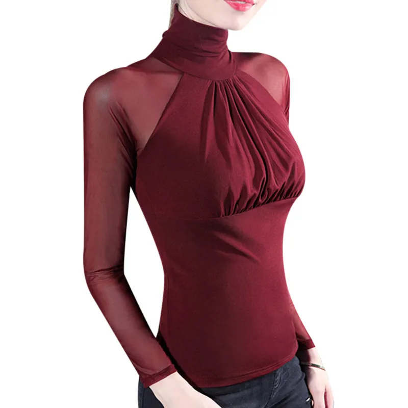 Fashion Summer Sexy Women See Through Mesh Tops Blouse Casual Patchwork