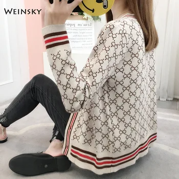 

Women Knitted Sweater And Cardigans Korean Fashion Style Full Sleeve Sweater 2019 Autumn And Winter New Casual Style Coat