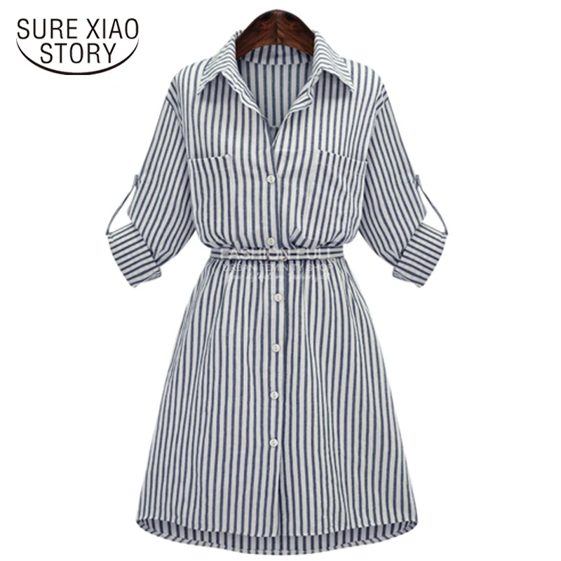 

2019 new arrived European fashion women dresses lady A line casual style plus size striped button long sleeved dresses D205 30