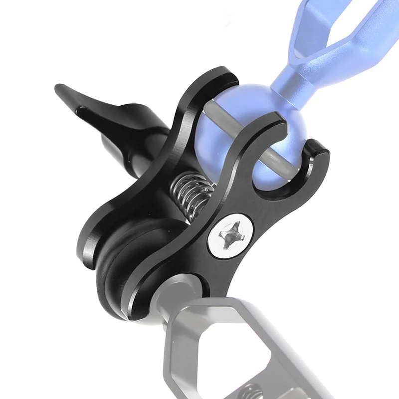 Aluminum CNC 2-Hole Diving butterfly clip Clamp Light Arm Ball Head  Mount Adapter For Gopro Xiaomi Yi Action Camera Tripod Accessories (15)