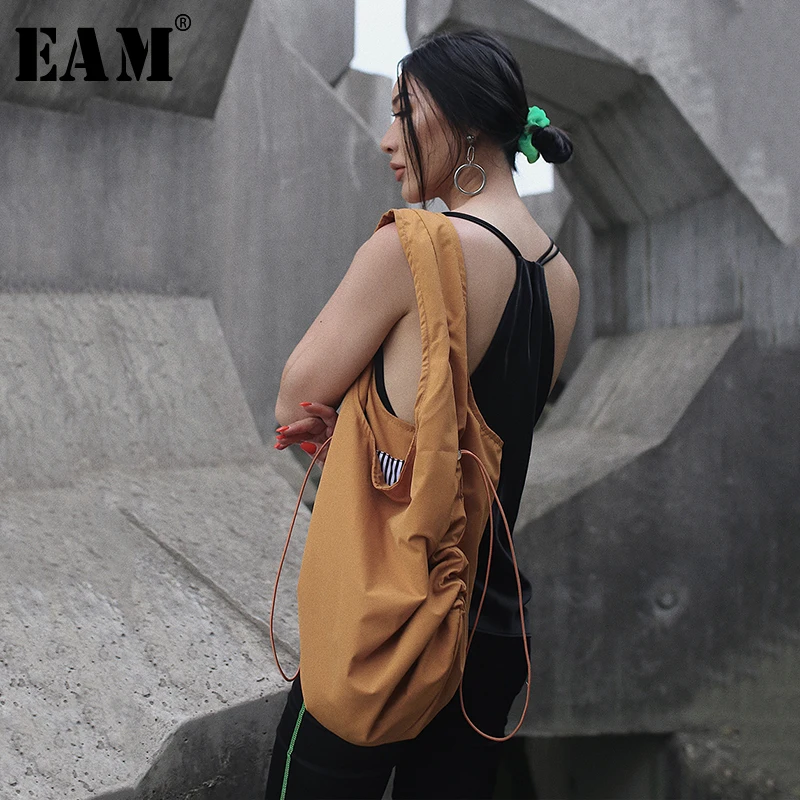 

[EAM] 2019 New Spring Summer Wide Drawstring Fold Split Joint Personality Women Accessories Fashion Tide All-match JW936