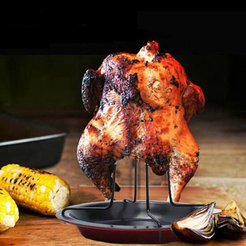 Non-Stick-Chicken-Turkey-Roaster-Rack-With-Bowl-Tin-BBQ-Accessories-Tools-Barbecue-Grilling-Baking-Cooking