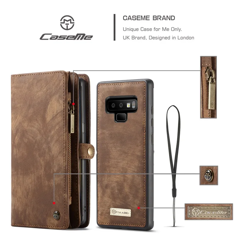 

2 in 1 Leather Multifunction Wallet Zipper Case For Samsung Note 8 9 Photo Frame Card Holder Cover For Galaxy S8 S9 Plus S7 Edge