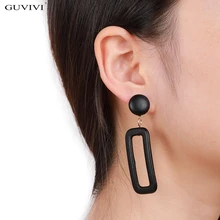 

GUVIVI Drop Earrings For Women Jewelry 2018 Fashion Simple Designs Pu Leather Earings Lonh Square Dangle Earring New Arrival