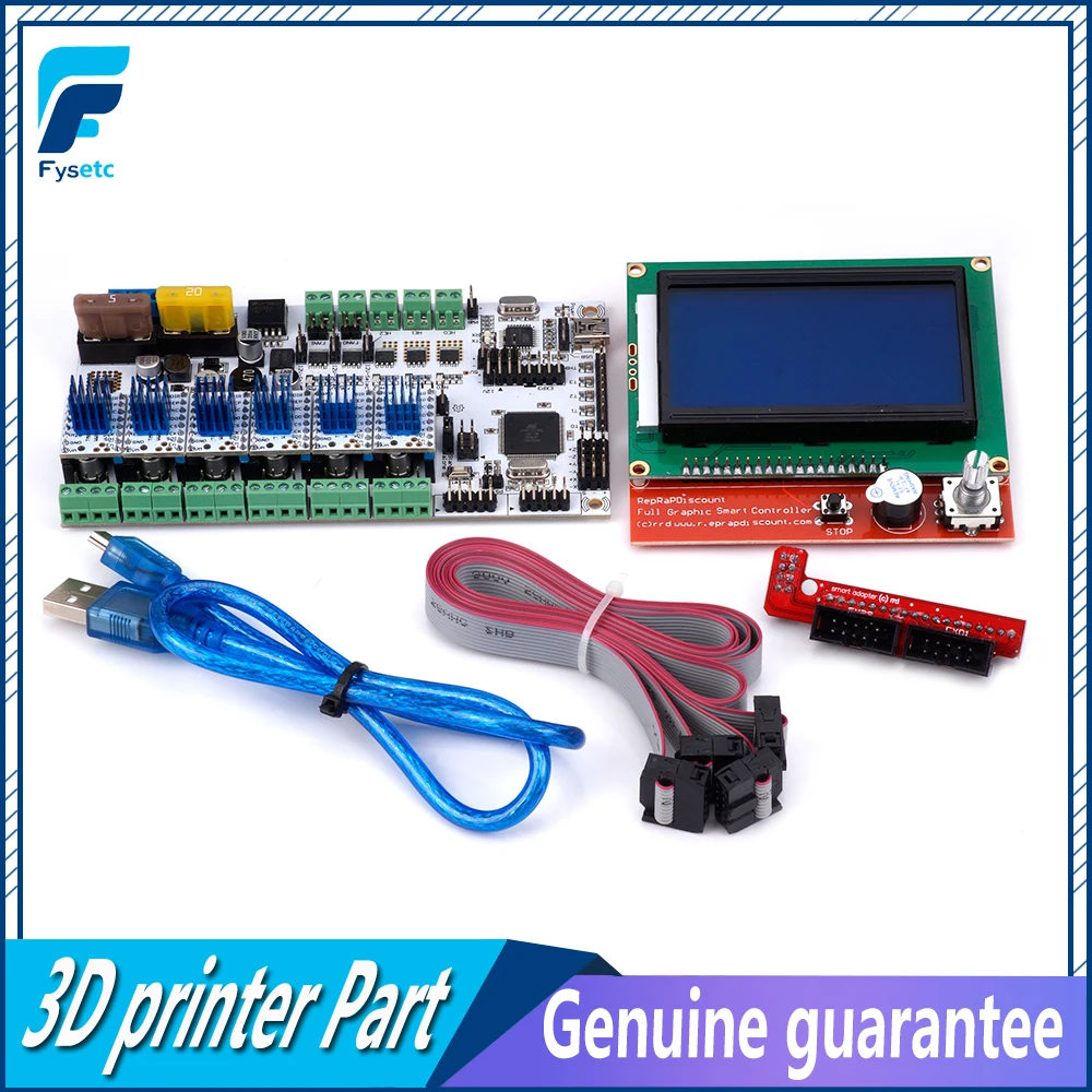

Rumba+ Board Support 3pcs Extruder Rumba Plus Motherboard + 12864 LCD Control Display + 6pcs TMC2130 V1.0 Stepper Motor Driver