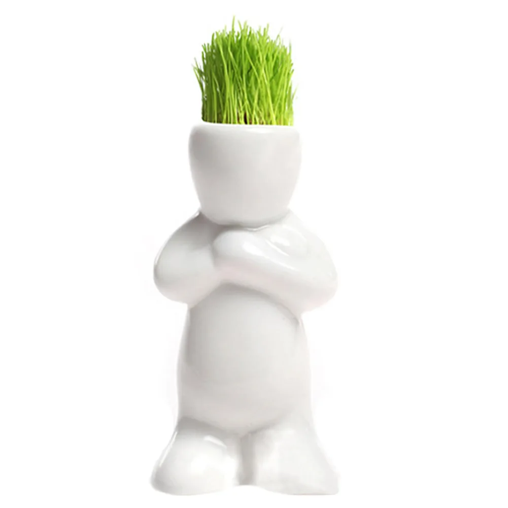 Цветочный горшок 4 поста уютный маленький хоббит в форме DIY мини-романа Бонсай Трава Кукла волосы белый ленивый человек растение сад Z07 дропшиппинг - Цвет: stand