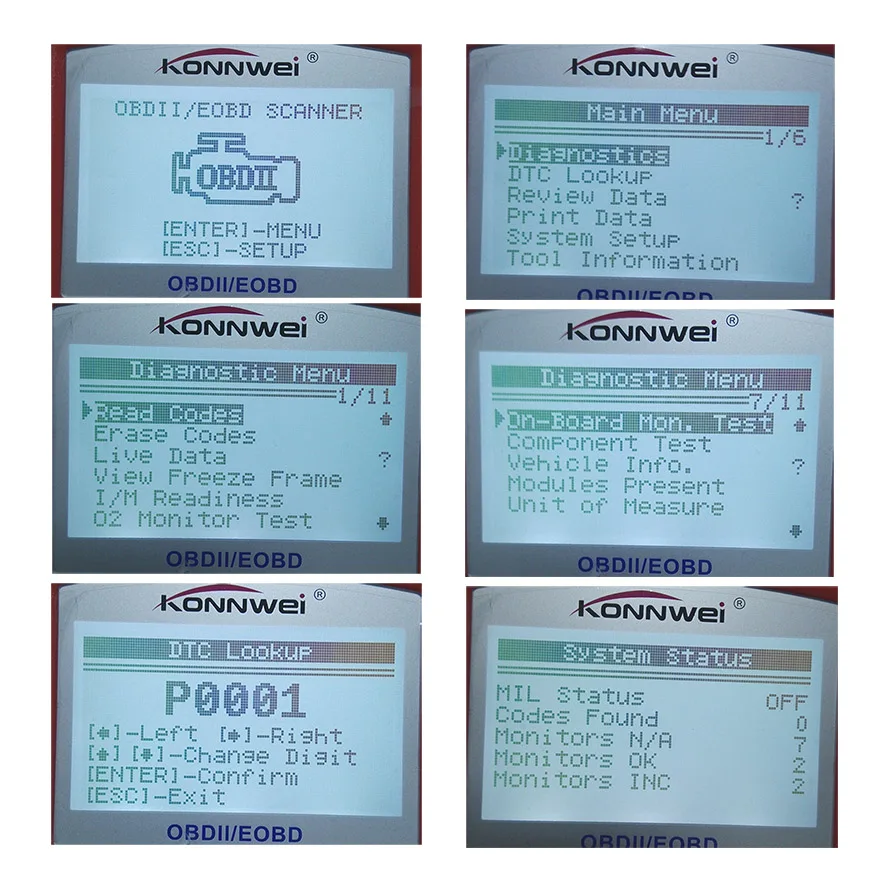 Хит! KONNWEI KW808 Универсальный Автомобильный OBDII EOBD сканер кодов OBD2 диагностический