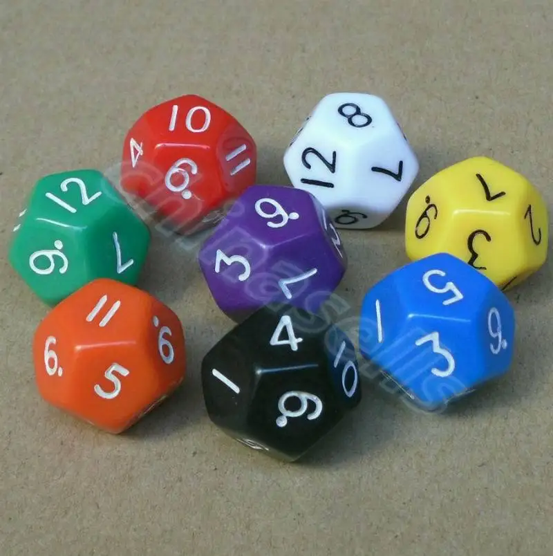 

20pcs 18mm creative 12 surface fun board game dice colorful digital dice multi-faceted action entertainment dice
