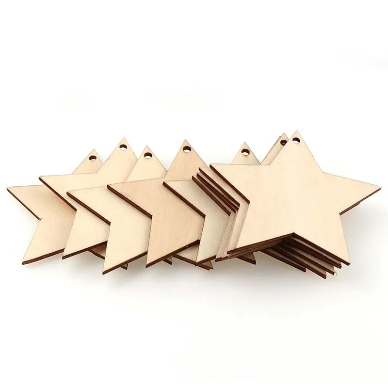 10 шт. 8 см пентаграмма деревянный чип для ручная работа, сделай сам, ремесло с одним отверстием деревянные фишки декоративные деревянные граффити кулон