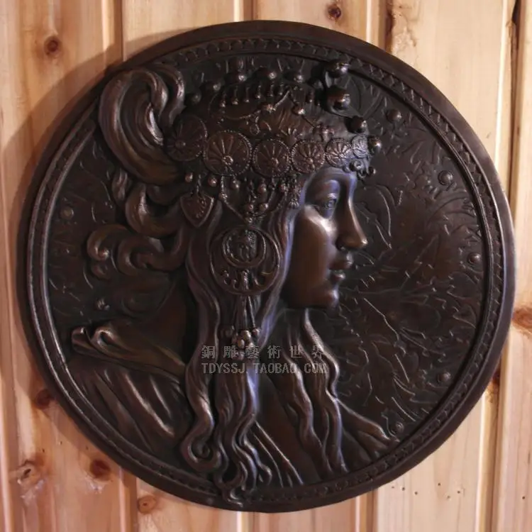 

Old antique Bronze Arts & Crafts Beauty wall copper sculpture crafts wall hangings wall decoration home accessories