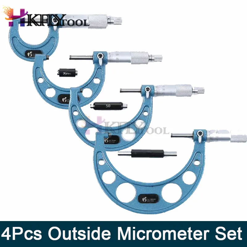 4 шт. Внешний Набор микрометров машинист инструмент 0-" 0-100 мм 4 Точность 0,01 мм точность карбида набор микрометров