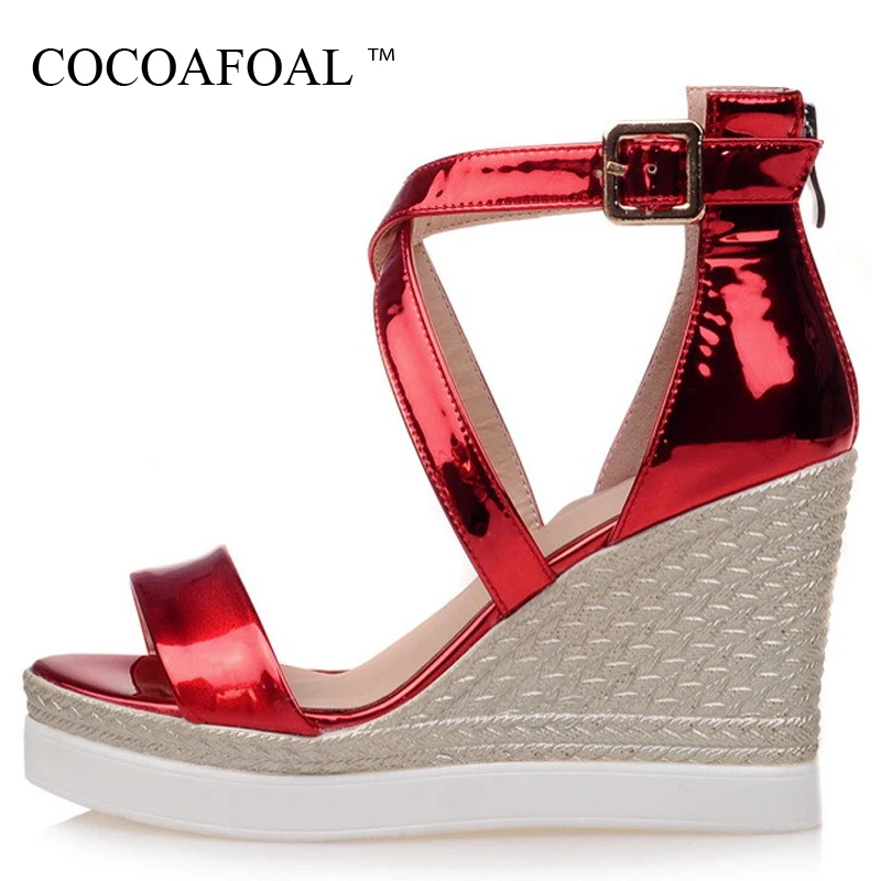 

COCOAFOAL Woman Open Toe Heels Sandals Gladiator Wedges Women Fashion Silver Gold Sexy Women High Heeled Shoes Gladiator Sandals