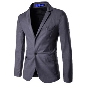 

2019 Male Classic one button Leisure suit Best man Jackets high quality Solid color Long sleeve Comfortable Slim Coat men