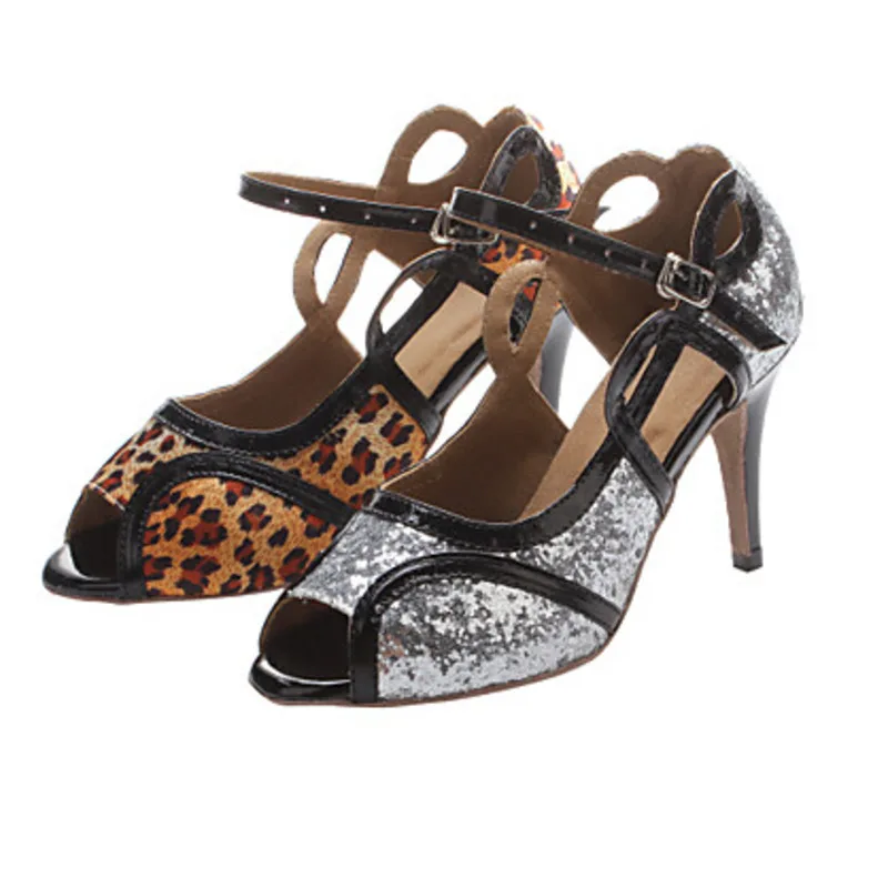 Adult Women Laides Leopard/Sliver Color New Style Latin Dance Shoes