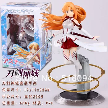 

Free Shipping Japanese Anime Sword Art Online Asuna PVC Action Figure Toy 22cm Cute Aincrad Figure SOFG003