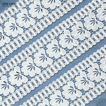 

5yards 14.5cm white african lace fabric ribbon wedding decoration cloth accessories DIY Explosive spot hollow bar code lace