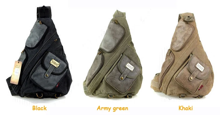 Большие холщовые сумки с кожаными нагрудными сумками для мужчин, винтажный повседневный мужской рюкзак на лямках, Черный Армейский зеленый хаки, PB36