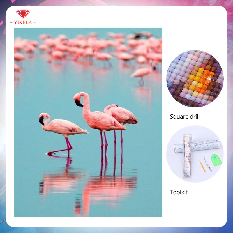 

YIKELA 5D Flamingos Decorative Painting Full Diamond Painting Embroidery DIY Mosaic Painting Cross Stitch Handmade Craft Kit