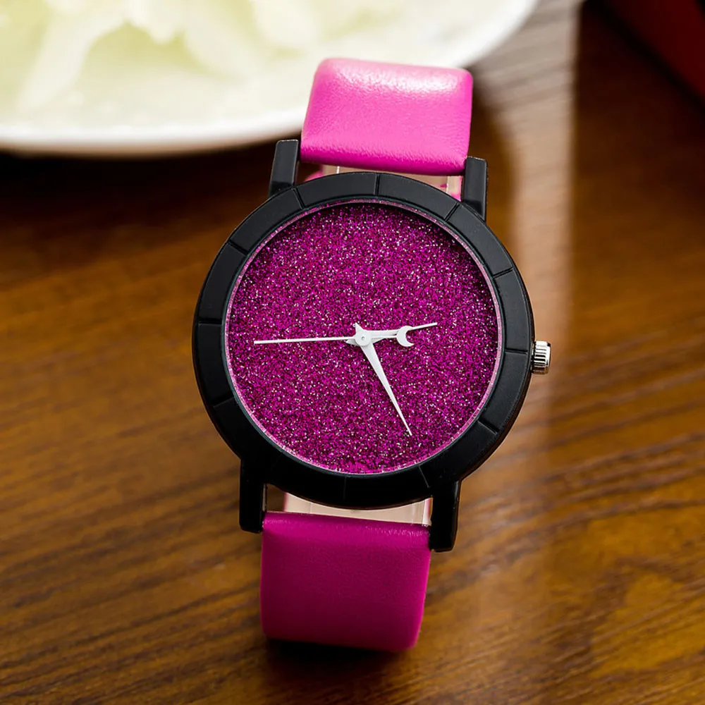 

reloj mujer 2017 Fashion Women Watches Star Minimalist Printed Round Dial Leather Strap bracelet watch Clock Relogio Feminino