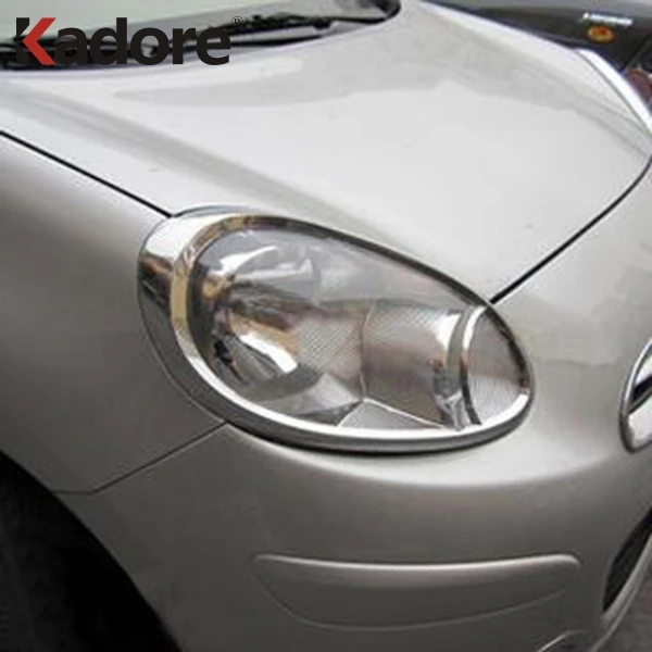 Чехол для передней фары Nissan March Micra 2011 АБС пластик хромированный с защитой от фар