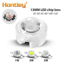 Hontiey 13mm Mini LED Lens 20 30 45 60 100 120 Degree Angle for 1W 3W 5W LED Chips Beads IR PCB Convex Acrylic Reflector
