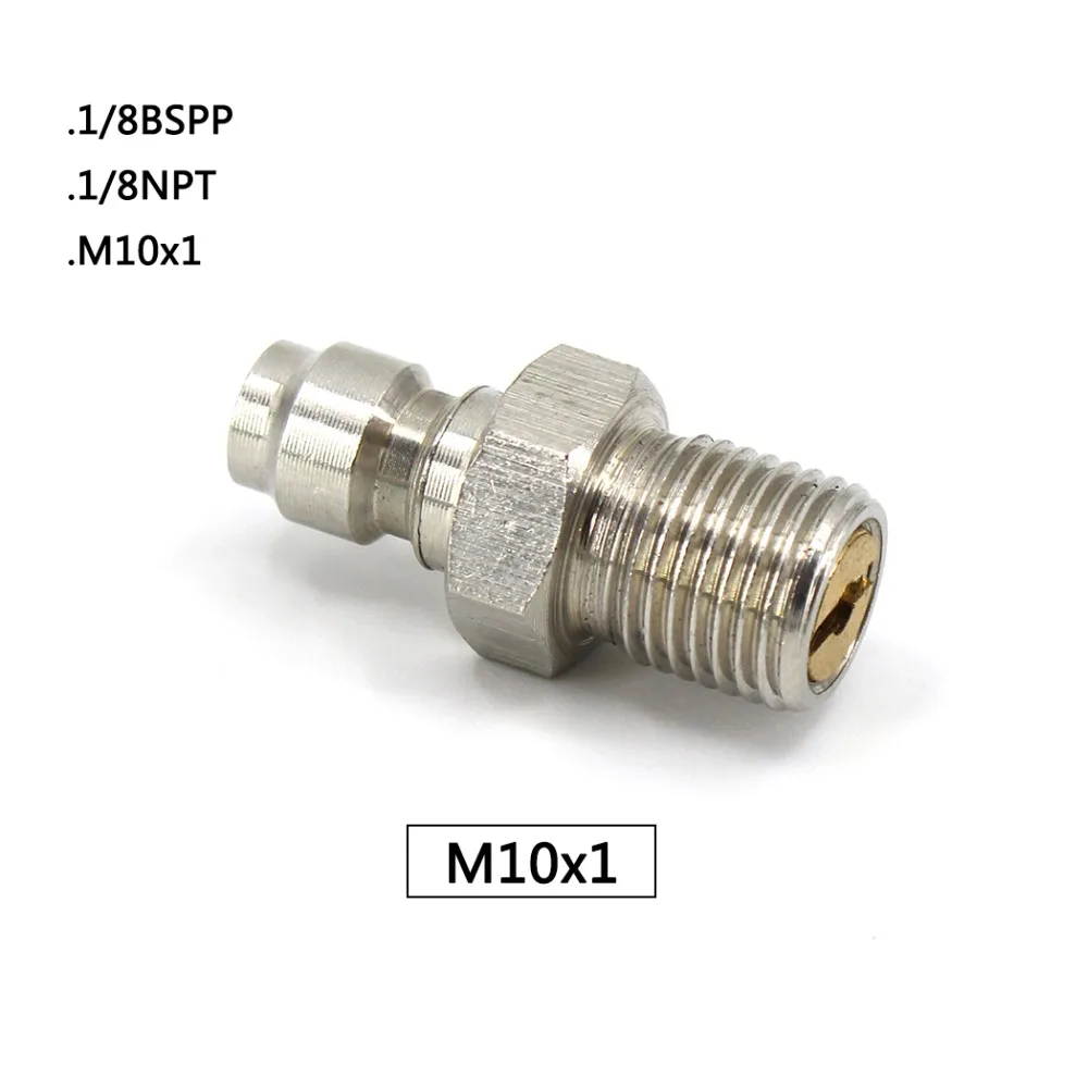 

PCP Airforce Paintball Pneumatic 1/8BSPP 1/8NPT M10x1 Male Plug High Pressure Quick Coupler 8MM Adapter Fittings Stainless Steel