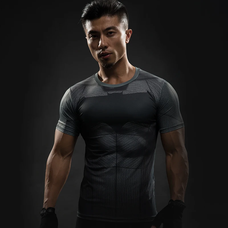 Batman Men's T-shirt 3D Printed Short Sleeve Compression Sports Costume Clothing 