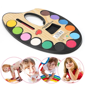 

12 Color Professional Artist Palette Paints Set Hand Wall Textile Painting Brush Art Supplies