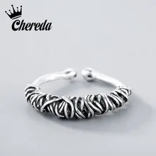 

Chereda Original Silver Twine Line Antique Ring Punk Simple Unisex Retro Personality Finger Toe Friendship Gift Accessories