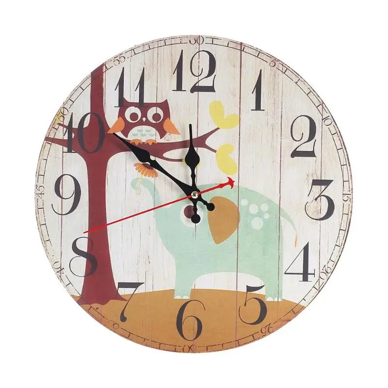 30 см ретро круглые настенные украшения часы винтажное украшение дома настенные часы диаметр для кухни настенные художественные большие настенные часы - Цвет: Синий