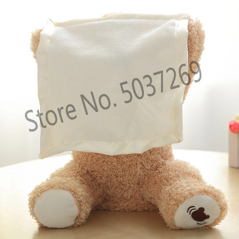 

New 30cm Peek A Boo Teddy Bear Play Hide Seek Lovely Cartoon Stuffed Kids Birthday Xmas Gift Cute Electric Music Bear Plush Toy