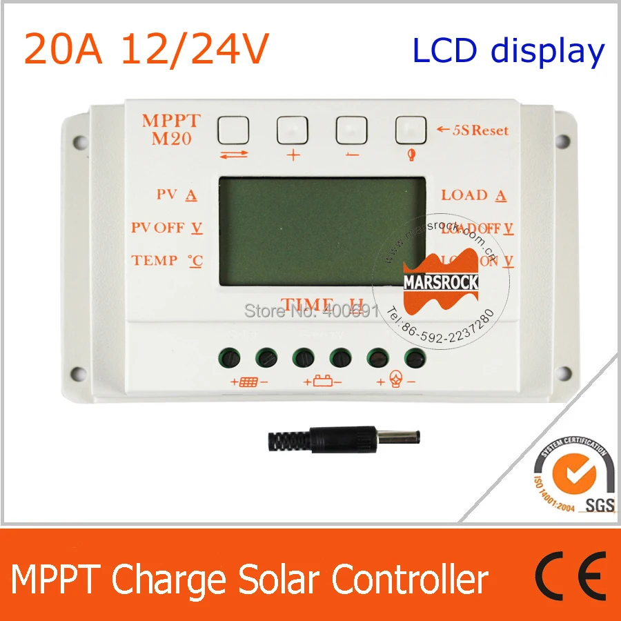 

20A MPPT solar charge and discharge controller 12V 24V auto work with lcd display