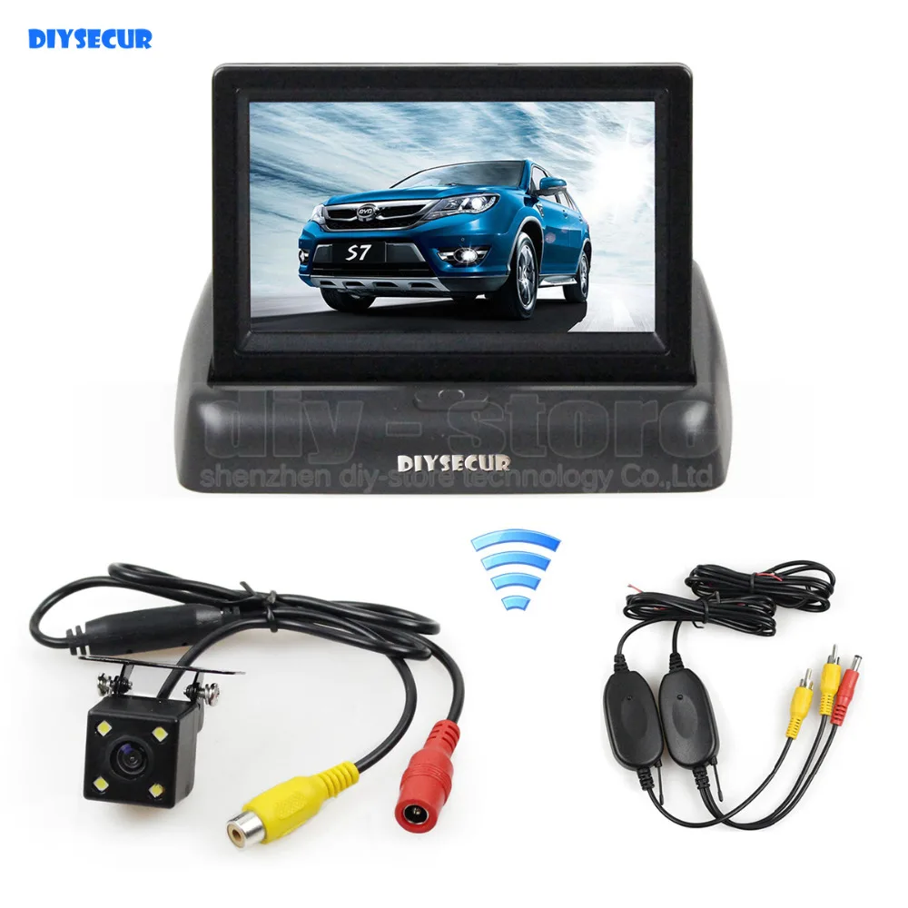 DIYSECUR Wireless 4.3inch Car Reversing Camera Kit Car Monitor LCD