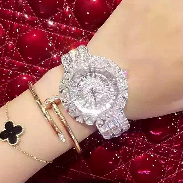 2017 new style Top Quality Women Watches Luxury Steel Full Rhinestone Wristwatch Lady Crystal Dress Watches